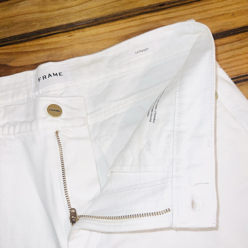 FRAME Le Garcon Jeans Womens Size 26 White Denim Distressed Mid Rise NEW - Picture 8 of 11